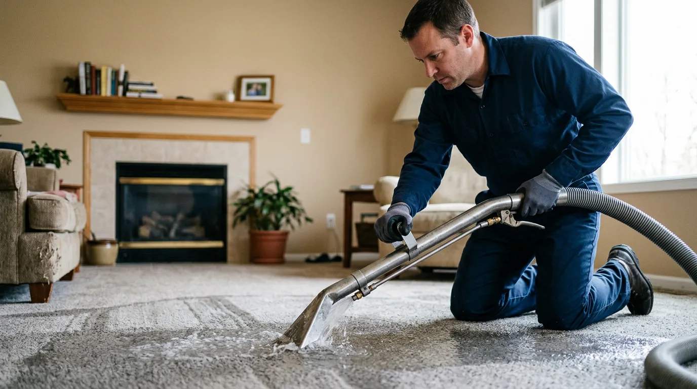 Water damage restoration technician working near Edroy, TX